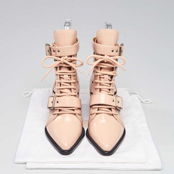 Chloe Pink Smooth Leather Lace Up Rylee Ankle Boots Size 8.5/39 - Picture 1 of 5